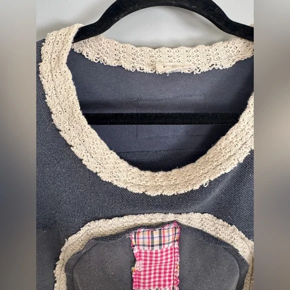 POL Patchwork Peace Sign Top NWOT Boho Cottagecore Festival Pullover - Picture 13 of 13